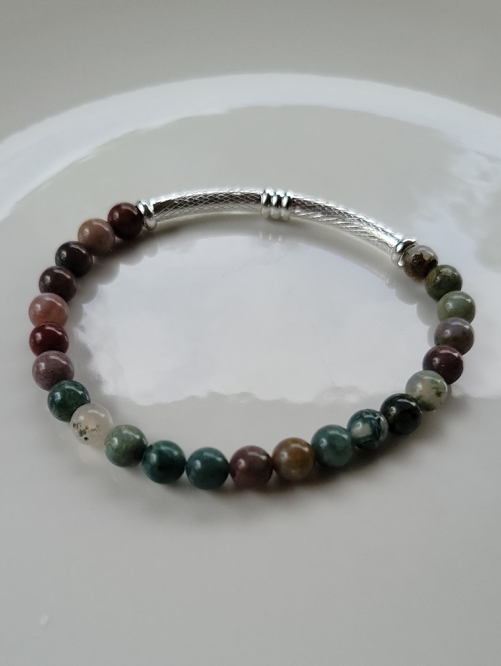 Indian Agate In Silver Hardware